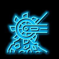 excavator mining machine neon glow icon illustration vector