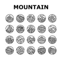 mountain landscape hill nature icons set vector