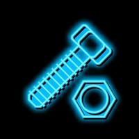hex head bolt neon glow icon illustration vector