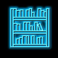 library shelf with books neon glow icon illustration vector