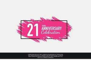 21 year anniversary celebration vector pink design in black frame on white background abstract illustration logo