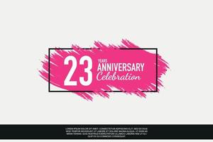 23 year anniversary celebration vector pink design in black frame on white background abstract illustration logo