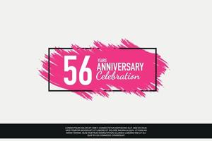 56 year anniversary celebration vector pink design in black frame on white background abstract illustration logo