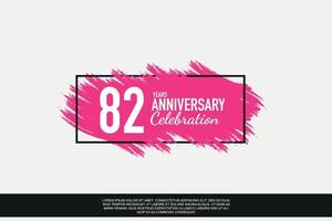 82 year anniversary celebration vector pink design in black frame on white background abstract illustration logo