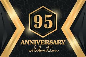 95 Years Anniversary Logo Golden Colored vector design  on black background template for greeting