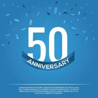 50th anniversary celebration vector design with white color numbers and white color font on blue color background abstract