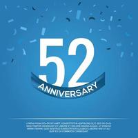 52nd  anniversary celebration vector design with white color numbers and white color font on blue color background abstract