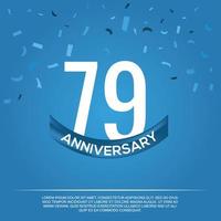 79th anniversary celebration vector design with white color numbers and white color font on blue color background abstract