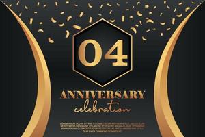 04th Anniversary celebration Logo with golden Colored vector design for greeting abstract illustration