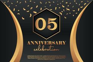 05th Anniversary celebration Logo with golden Colored vector design for greeting abstract illustration