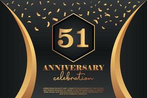 51st Anniversary celebration Logo with golden Colored vector design for greeting abstract illustration