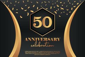 50th Anniversary celebration Logo with golden Colored vector design for greeting abstract illustration