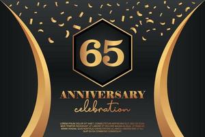 65th Anniversary celebration Logo with golden Colored vector design for greeting abstract illustration