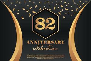 82nd Anniversary celebration Logo with golden Colored vector design for greeting abstract illustration