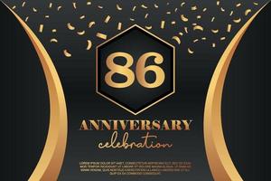 86th Anniversary celebration Logo with golden Colored vector design for greeting abstract illustration