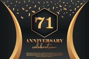 71st Anniversary celebration Logo with golden Colored vector design for greeting abstract illustration