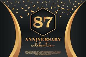 87th Anniversary celebration Logo with golden Colored vector design for greeting abstract illustration