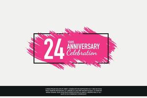 24 year anniversary celebration vector pink design in black frame on white background abstract illustration logo