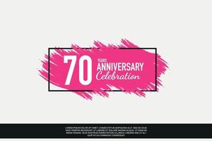 70 year anniversary celebration vector pink design in black frame on white background abstract illustration logo