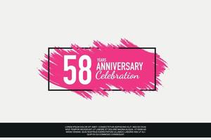 58 year anniversary celebration vector pink design in black frame on white background abstract illustration logo