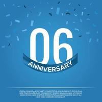 06th anniversary celebration vector design with white color numbers and white color font on blue color background abstract