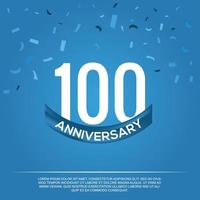 100th anniversary celebration vector design with white color numbers and white color font on blue color background abstract