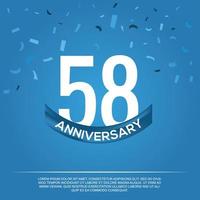 58th anniversary celebration vector design with white color numbers and white color font on blue color background abstract