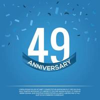 49th anniversary celebration vector design with white color numbers and white color font on blue color background abstract