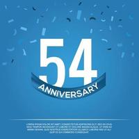 54th anniversary celebration vector design with white color numbers and white color font on blue color background abstract