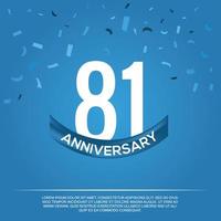 81th anniversary celebration vector design with white color numbers and white color font on blue color background abstract