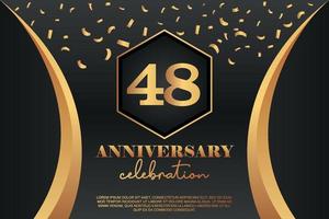 48th Anniversary celebration Logo with golden Colored vector design for greeting abstract illustration