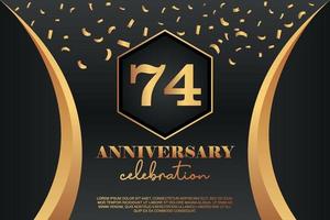 74th Anniversary celebration Logo with golden Colored vector design for greeting abstract illustration