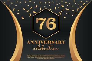 76th Anniversary celebration Logo with golden Colored vector design for greeting abstract illustration