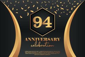 94th Anniversary celebration Logo with golden Colored vector design for greeting abstract illustration