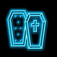 coffin halloween neon glow icon illustration vector