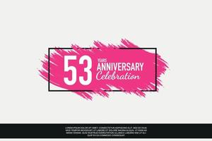 53 year anniversary celebration vector pink design in black frame on white background abstract illustration logo