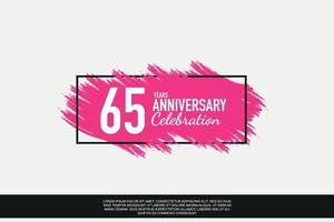 65 year anniversary celebration vector pink design in black frame on white background abstract illustration logo