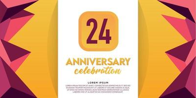 24 years anniversary logo template design on yellow background vector design illustration