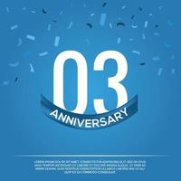 03rd anniversary celebration vector design with white color numbers and white color font on blue color background abstract