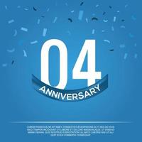 04th anniversary celebration vector design with white color numbers and white color font on blue color background abstract