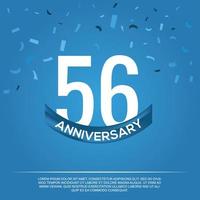 56th anniversary celebration vector design with white color numbers and white color font on blue color background abstract