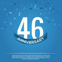 46th anniversary celebration vector design with white color numbers and white color font on blue color background abstract