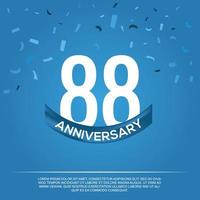 88th anniversary celebration vector design with white color numbers and white color font on blue color background abstract