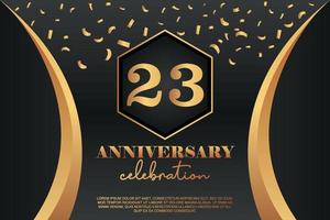 23rd Anniversary celebration Logo with golden Colored vector design for greeting abstract illustration
