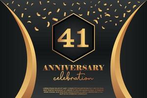 41st Anniversary celebration Logo with golden Colored vector design for greeting abstract illustration