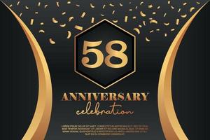 58th Anniversary celebration Logo with golden Colored vector design for greeting abstract illustration