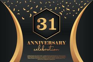 31st Anniversary celebration Logo with golden Colored vector design for greeting abstract illustration