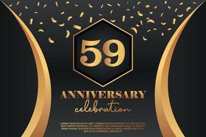 59th Anniversary celebration Logo with golden Colored vector design for greeting abstract illustration