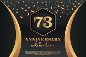 73rd Anniversary celebration Logo with golden Colored vector design for greeting abstract illustration