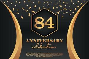 84th Anniversary celebration Logo with golden Colored vector design for greeting abstract illustration